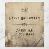 Volwassen Halloween Party Ghost Skull Spider I Wijn Etiket (Enkel label)