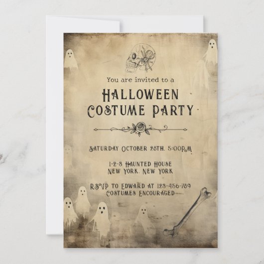 Volwassen Halloween Party  Ghost Skull Spider Kaart (Voorkant)