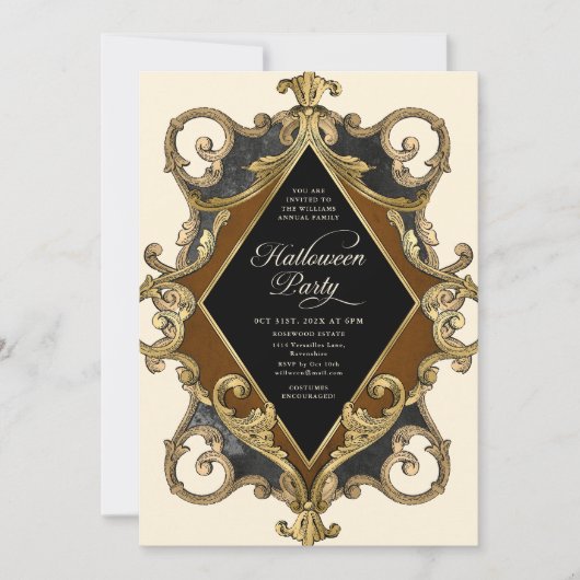 Volwassen Halloween Party Gold  Kaart (Voorkant)