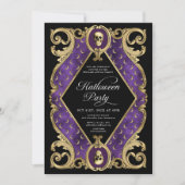 Volwassen Halloween Party Gold  Vintage Kaart (Voorkant)