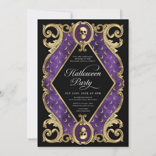 Volwassen Halloween Party Gold  Vintage Kaart (Voorkant)