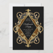 Volwassen Halloween Party Gold  Vintage Kaart (Voorkant)