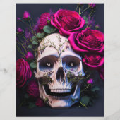 Volwassen Halloween Party Gothic Skull Red Roses Flyer (Achterkant)