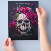 Volwassen Halloween Party Gothic Skull Red Roses Flyer (Hand)