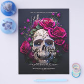 Volwassen Halloween Party Gothic Skull Red Roses Flyer (Enkel)