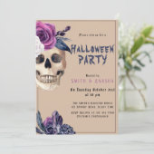 Volwassen Halloween Party Gothic Skull Uitnodiging (Staand voorkant)