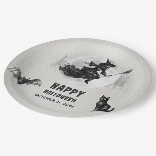 Volwassen Halloween Party  Gotische Heks Papieren Bordje (Gekanteld)