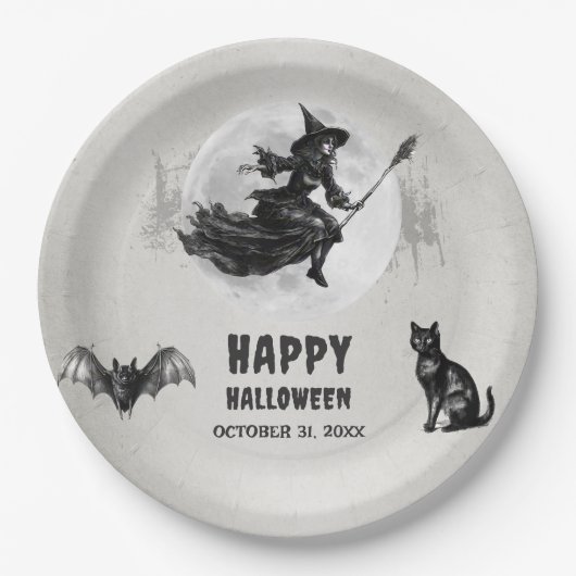 Volwassen Halloween Party  Gotische Heks Papieren Bordje (Voorkant)