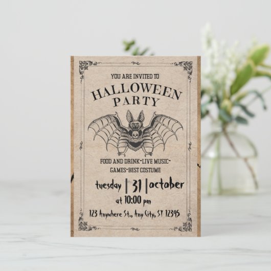 Volwassen Halloween Party  Gotische vleermuis Invi Kaart (Staand voorkant)