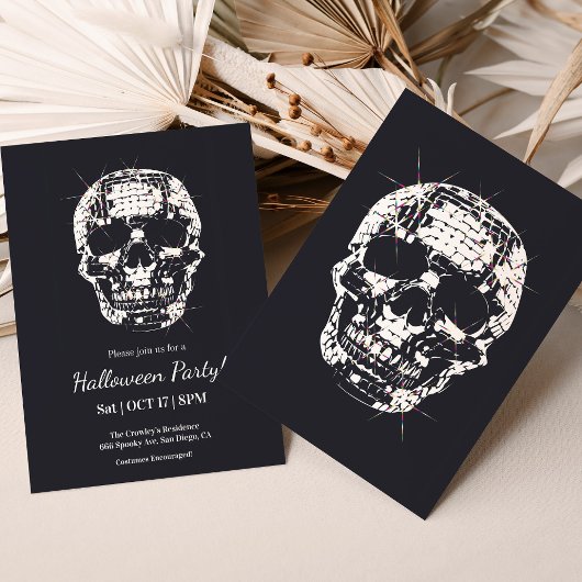 Volwassen Halloween Party Invitation Disco Skull T Kaart