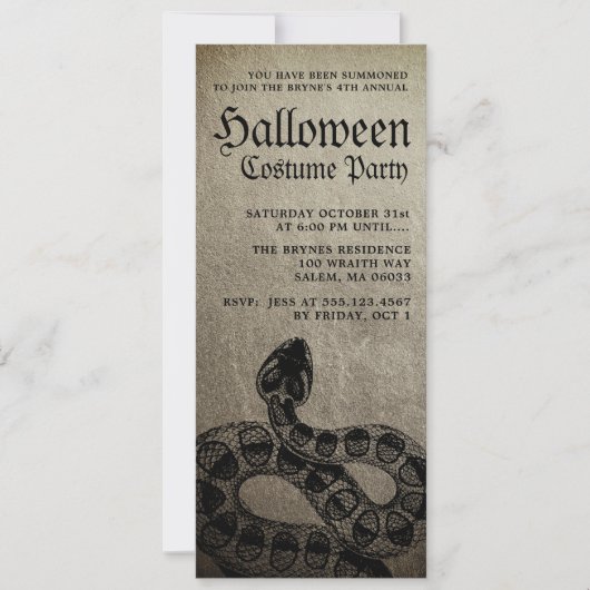 Volwassen Halloween Party Serpent Uitnodiging (Voorkant)