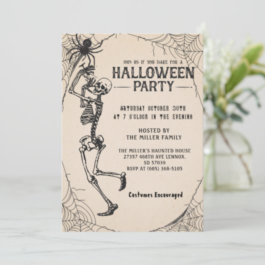 Volwassen Halloween Party  Skelet Cocktails Kaart (Staand voorkant)