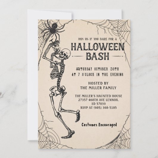 Volwassen Halloween Party  Skelet Cocktails Kaart (Voorkant)