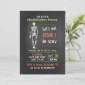 Volwassen Halloween Party  Skeleton schoolbord Kaart (Staand voorkant)