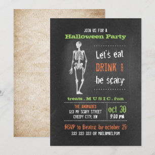 Volwassen Halloween Party  Skeleton schoolbord Kaart
