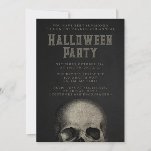 Volwassen Halloween Party Skull Zwart Kaart (Voorkant)
