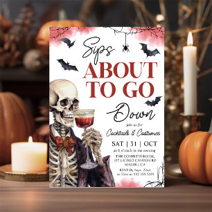 Volwassen Halloween-sips op het punt om naar bened Kaart
