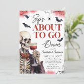 Volwassen Halloween-sips op het punt om naar bened Kaart (Staand voorkant)