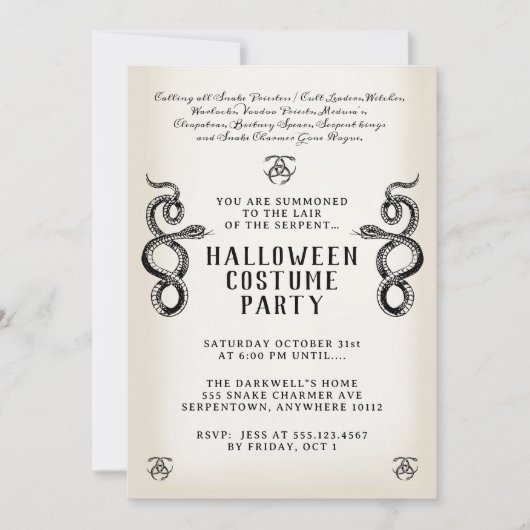 Volwassen Halloween Slangenfeest Kaart (Voorkant)