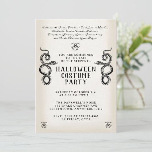 Volwassen Halloween Slangenfeest Kaart (Staand voorkant)