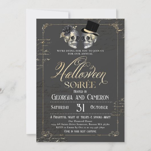 Volwassen Halloween Soirée  Gotische schedel Kaart (Voorkant)