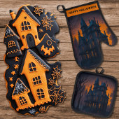 Volwassen Halloween spookhuis Ovenwant & Pannenlap Set
