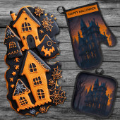 Volwassen Halloween spookhuis Ovenwant & Pannenlap Set