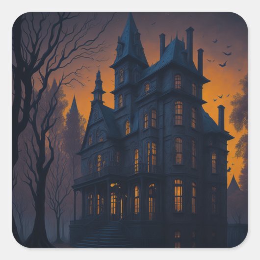 Volwassen Halloween spookhuis Vierkante Sticker (Voorkant)