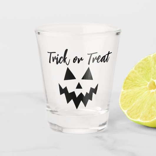 Volwassen Halloween Trick or treat pompoen gezicht Shot Glas (Voorkant)