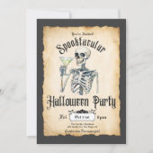 Volwassen Halloween-uitnodiging, Skeleton Retro-ui Kaart (Voorkant)