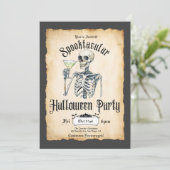 Volwassen Halloween-uitnodiging, Skeleton Retro-ui Kaart (Staand voorkant)