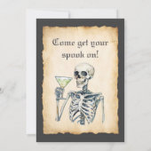 Volwassen Halloween-uitnodiging, Skeleton Retro-ui Kaart (Achterkant)