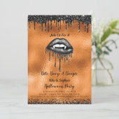Volwassen Halloween Vampier Zwart Glitter Lippen S Kaart (Staand voorkant)