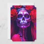 Volwassen Halloween Verjaardag Rode Dame Schedel M Kaart (Achterkant)