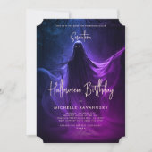 Volwassen Halloween Verjaardag Spook Blauw Paarse  Kaart (Voorkant)