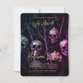 Volwassen Halloween Verjaardagsfeestje Gouden Paar Kaart (Voorkant)