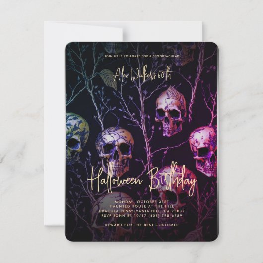 Volwassen Halloween Verjaardagsfeestje Gouden Paar Kaart (Voorkant)