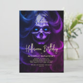 Volwassen Halloween Verjaardagsfeestje Lady Skull Kaart (Staand voorkant)