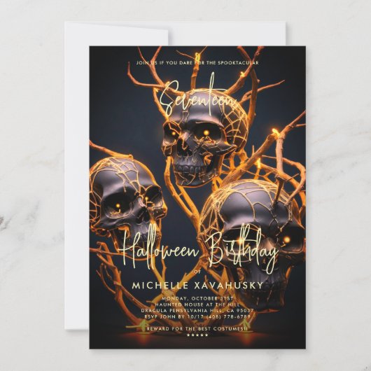 Volwassen Halloween Verjaardagsfeestje Neon Schede Kaart (Voorkant)