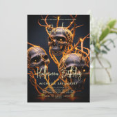 Volwassen Halloween Verjaardagsfeestje Neon Schede Kaart (Staand voorkant)