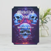Volwassen Halloween Verjaardagsfeestje Neon Schede Kaart (Staand voorkant)