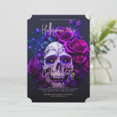 Volwassen Halloween Verjaardagsfeestje Schedel Bla Kaart (Staand voorkant)