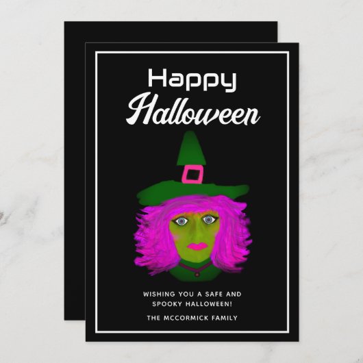 Volwassen Halloween Wicked Witch Custom Feestdagenkaart (Voorkant / Achterkant)