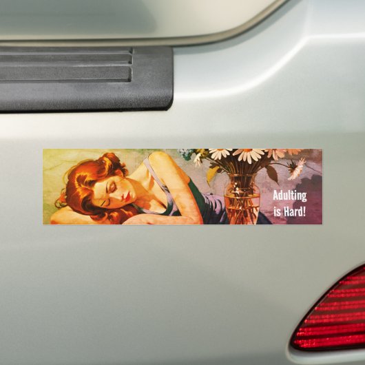 "Volwassen is hard" Vervaagde  look Bumpersticker (Op auto)