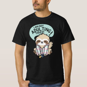 Volwassen is moeilijk: een grappig luiaard ontwerp t-shirt