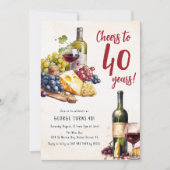 Volwassen kaas en wijn Charcuterie 40ste verjaarda Kaart (Voorkant)