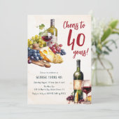 Volwassen kaas en wijn Charcuterie 40ste verjaarda Kaart (Staand voorkant)