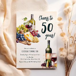 Volwassen Kaas En Wijn Charcuterie 50e Verjaardag Kaart