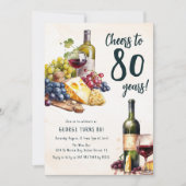 Volwassen kaas en wijn Charcuterie 80ste verjaarda Kaart (Voorkant)