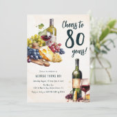 Volwassen kaas en wijn Charcuterie 80ste verjaarda Kaart (Staand voorkant)